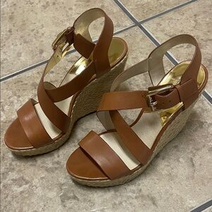 Michael Kors Giovanna Wedge Sandals | Brown, Platform Espadrilles 9.5 - GREAT!